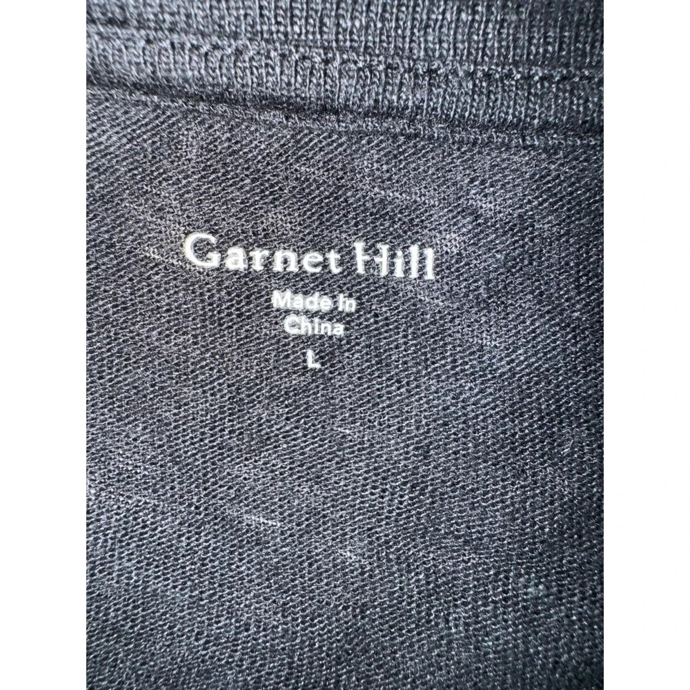 Garnet Hill 100% organic linen top with ivory cross stitch detail large - Picture 5 of 7